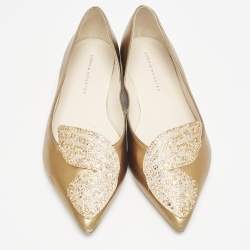 Sophia Webster Gold Leather Bibi Butterfly Ballet Flats Size 36