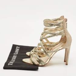 Sophia Webster Gold Glitter and Leather Strappy Sandals Size 38