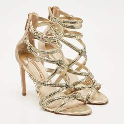 Sophia Webster Gold Glitter and Leather Strappy Sandals Size 38