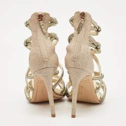 Sophia Webster Gold Glitter and Leather Strappy Sandals Size 38