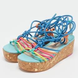 Sophia Webster Multicolor Leather Cord Copacabana Platform Sandals Size 37.5