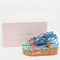 Sophia Webster Multicolor Leather Cord Copacabana Platform Sandals Size 37.5