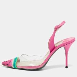 Sophia Webster Pink Leather and PVC Daria Watermelon Slingback Pumps Size 36