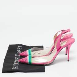 Sophia Webster Pink Leather and PVC Daria Watermelon Slingback Pumps Size 36
