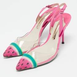 Sophia Webster Pink Leather and PVC Daria Watermelon Slingback Pumps Size 36