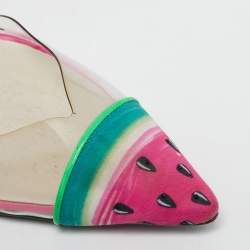 Sophia Webster Pink Leather and PVC Daria Watermelon Slingback Pumps Size 36