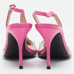 Sophia Webster Pink Leather and PVC Daria Watermelon Slingback Pumps Size 36