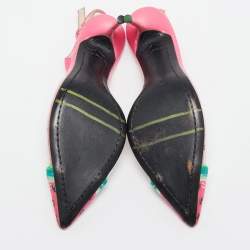 Sophia Webster Pink Leather and PVC Daria Watermelon Slingback Pumps Size 36
