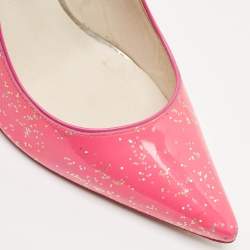 Sophia Webster Pink Glitter Patent Leather Pointed Toe Pumps Size 39.5