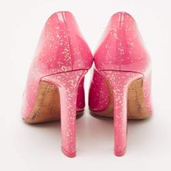 Sophia Webster Pink Glitter Patent Leather Pointed Toe Pumps Size 39.5