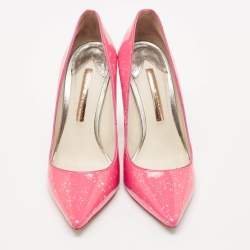 Sophia Webster Pink Glitter Patent Leather Pointed Toe Pumps Size 39.5
