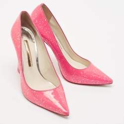 Sophia Webster Pink Glitter Patent Leather Pointed Toe Pumps Size 39.5