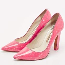 Sophia Webster Pink Glitter Patent Leather Pointed Toe Pumps Size 39.5