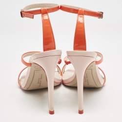 Sophia Webster Orange Patent Leather Rosalind Ankle Strap Sandals Size 36