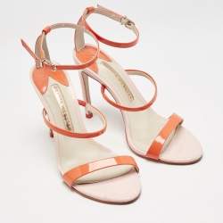 Sophia Webster Orange Patent Leather Rosalind Ankle Strap Sandals Size 36