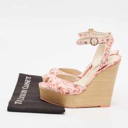 Sophia Webster Multicolor Canvas Lucita Mid Wedge Sandals Size 38