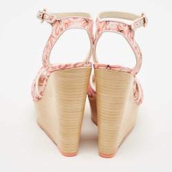 Sophia Webster Multicolor Canvas Lucita Mid Wedge Sandals Size 38