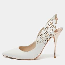 Sophia Webster White Leather Angelo Pointed Toe Slingback Pumps Size 40