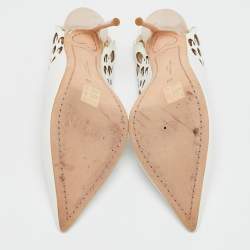 Sophia Webster White Leather Angelo Pointed Toe Slingback Pumps Size 40