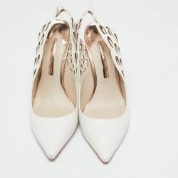 Sophia Webster White Leather Angelo Pointed Toe Slingback Pumps Size 40
