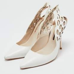 Sophia Webster White Leather Angelo Pointed Toe Slingback Pumps Size 40