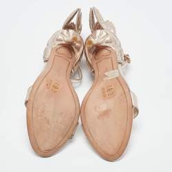 Pre Owned Sophia Webster Metallic Gold Leather Evangeline Ankle Strap Sandals Size 37