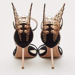 Sophia Webster Black/Rose Gold Suede and Leather Evangeline Open Toe Sandals Size 36.5