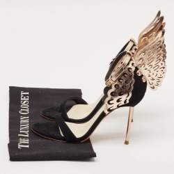 Sophia Webster Black/Rose Gold Suede and Leather Evangeline Open Toe Sandals Size 36.5