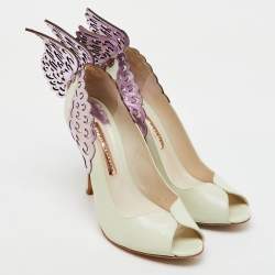 Sophia Webster White/Purple Leather Angelica Lunar Winged Peep Toe Pumps Size 40