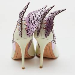 Sophia Webster White/Purple Leather Angelica Lunar Winged Peep Toe Pumps Size 40