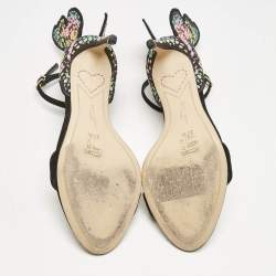 Sophia Webster Multicolor Print Fabric and Suede Embellished Chiara Sandals Size 37.5