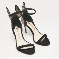 Sophia Webster Multicolor Print Fabric and Suede Embellished Chiara Sandals Size 37.5