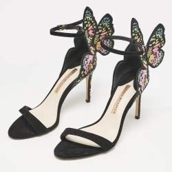 Sophia Webster Multicolor Print Fabric and Suede Embellished Chiara Sandals Size 37.5