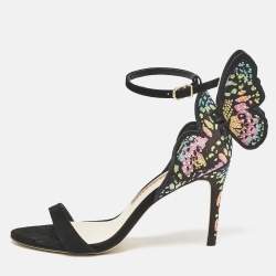 Sophia Webster Multicolor Print Fabric and Suede Embellished Chiara Sandals Size 37.5