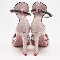 Sophia Webster Multicolour Glitter Leather Ankle Strap Sandals Size 40