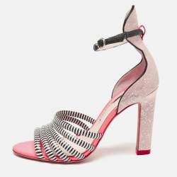 Sophia Webster Multicolour Glitter Leather Ankle Strap Sandals Size 40