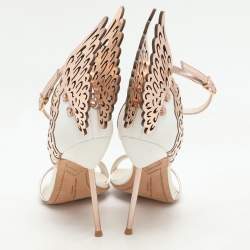 Sophia Webster Metallic Rose Gold/White Leather Evangeline Ankle Strap Sandals Size 37