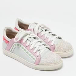Sophia Webster Multicolor Leather and Glitter Low Top Riko Sneakers Size 39