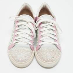 Sophia Webster Multicolor Leather and Glitter Low Top Riko Sneakers Size 39