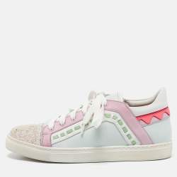 Sophia Webster Multicolor Leather and Glitter Low Top Riko Sneakers Size 39
