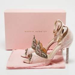 Pre Owned Sophia Webster Pink Velvet Crystal Embellished Royalty Sandals Size 40