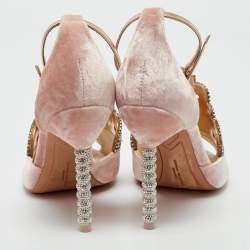 Pre Owned Sophia Webster Pink Velvet Crystal Embellished Royalty Sandals Size 40