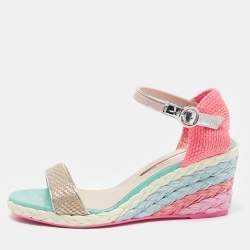 Sophia Webster Multicolor Fabric and Leather Lucita Wedge Sandals Size 41.5