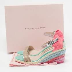 Sophia Webster Multicolor Fabric and Leather Lucita Wedge Sandals Size 41.5