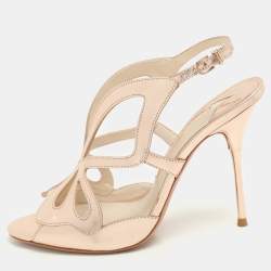 Sophia Webster Metallic Rose Gold  Cut Out Leather Slingback Sandals Size 38