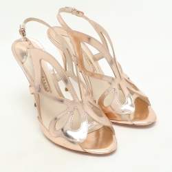 Sophia Webster Metallic Rose Gold  Cut Out Leather Slingback Sandals Size 38