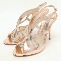 Sophia Webster Metallic Rose Gold  Cut Out Leather Slingback Sandals Size 38