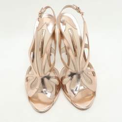 Sophia Webster Metallic Rose Gold  Cut Out Leather Slingback Sandals Size 38