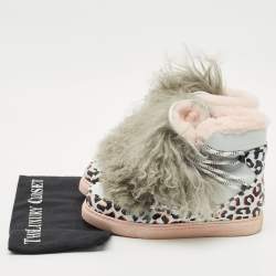 Sophia Webster Multicolor Fur and Leather Ankle Length Boots Size 37.5