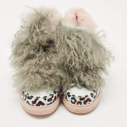 Sophia Webster Multicolor Fur and Leather Ankle Length Boots Size 37.5